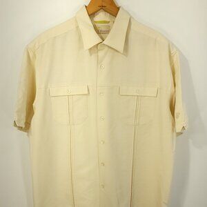 Cubavera Shirt Men's XL Short Sleeve Button Front Cream Rayon Blend